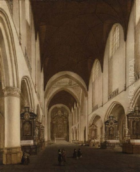 The Interior Of Saint Bavo's, Haarlem Oil Painting by Isaac van Nickele