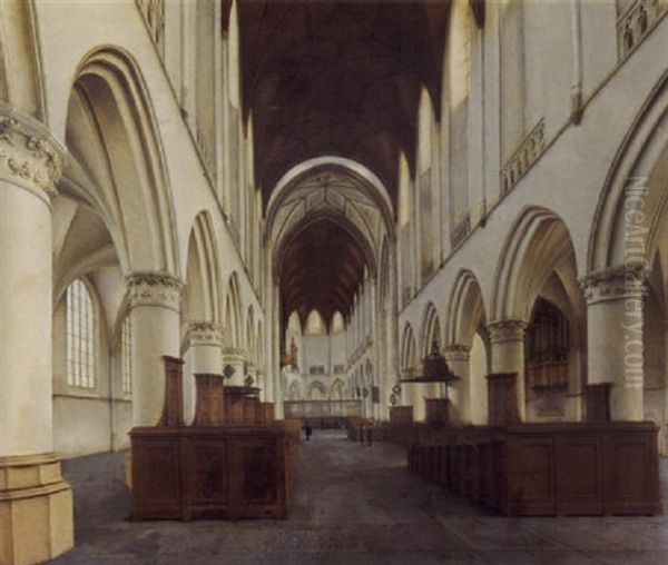 Haarlem: The Interior Of The St. Bavo Oil Painting by Isaac van Nickele