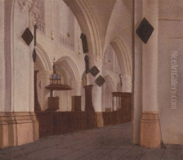 The Interior Of Saint Bavo's Haarlem Oil Painting by Isaac van Nickele