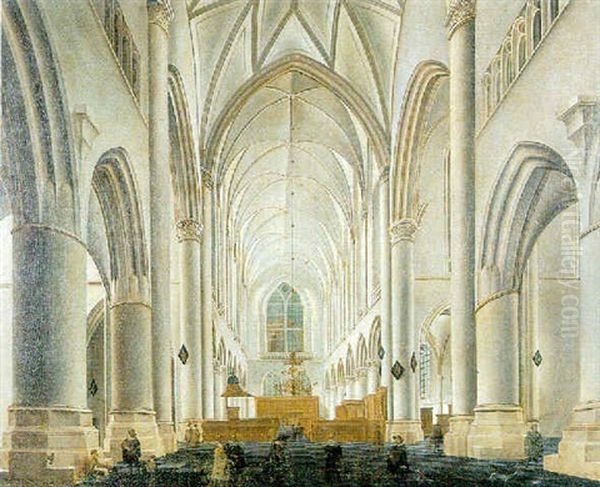 The Interior Of The St. Bavo Church, Haarlem Oil Painting by Isaac van Nickele