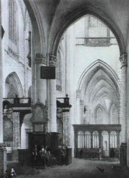 Das Innere Der Kirche St. Bavo In Haarlem Oil Painting by Isaac van Nickele