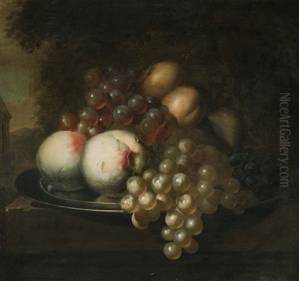 Stilleben Mit Trauben Und Pfirsichen Oil Painting by Jacoba Maria van Nickele