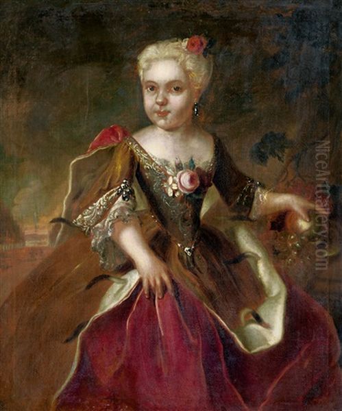 Kinderbildnis Der Charlotte Prinzessin Von Schwarzburg-ebeleben (1732 - 1774) Oil Painting by Rymer van Nickelen