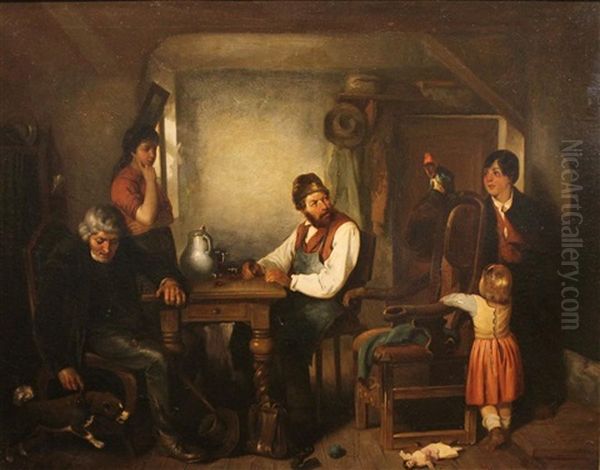 Gathering The Family Oil Painting by Erskine Nicol