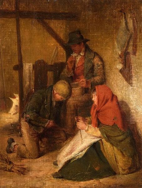 Mending Boots Oil Painting by Erskine Nicol