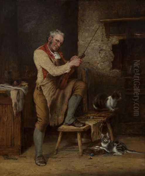 The Rehearsal (tuning The Fiddle) Oil Painting by Erskine Nicol