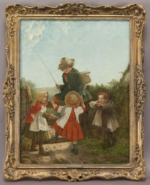 The Young Rivals Oil Painting by Erskine Nicol