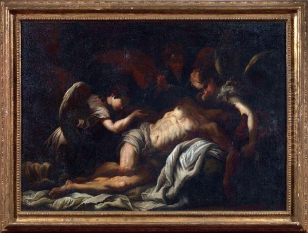 Cristo Morto E Angeli Oil Painting by Bartolomeo Biscaino