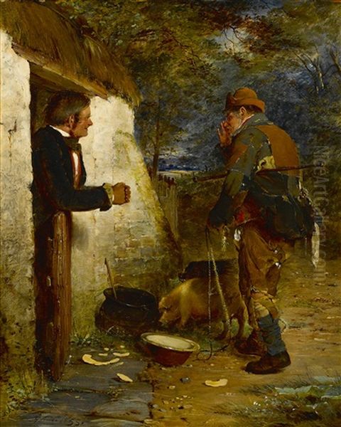 Paddy's Pig Oil Painting by Erskine Nicol