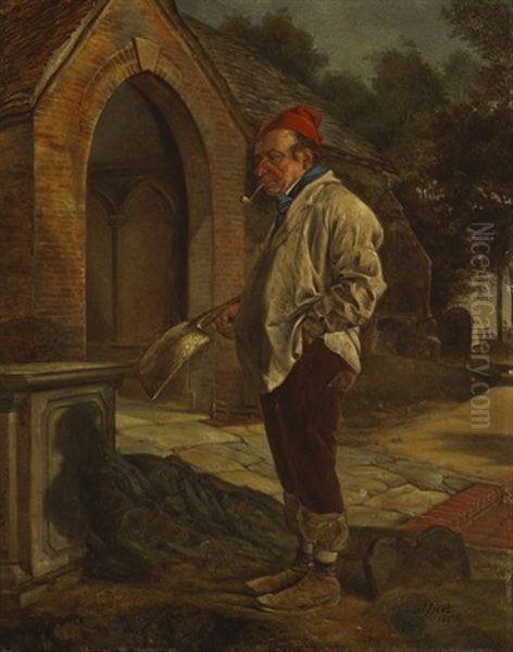 Grave Digger Oil Painting by Erskine Nicol