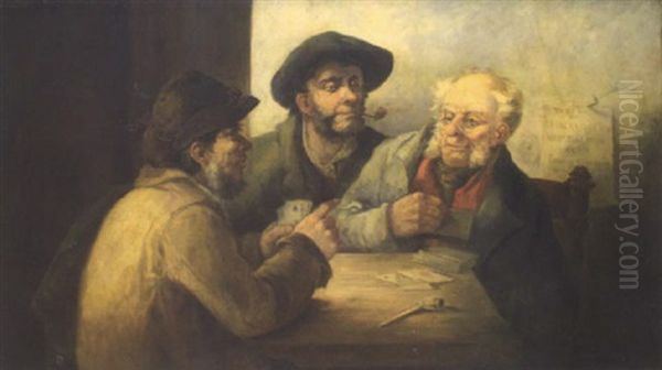 The Card Players Oil Painting by Erskine Nicol