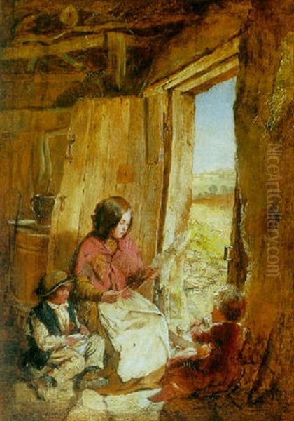 The Old Cabin Door Oil Painting by Erskine Nicol