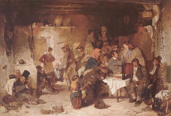 A Shebeen At Donnybrook Oil Painting by Erskine Nicol