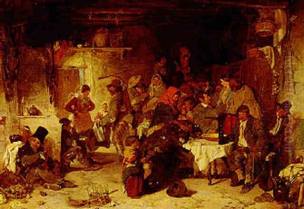 A Shebeen At Donnybrook Oil Painting by Erskine Nicol