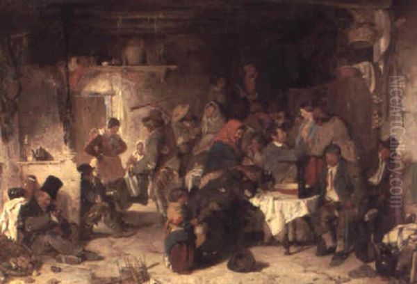 A Shebeen At Donnybrook Oil Painting by Erskine Nicol