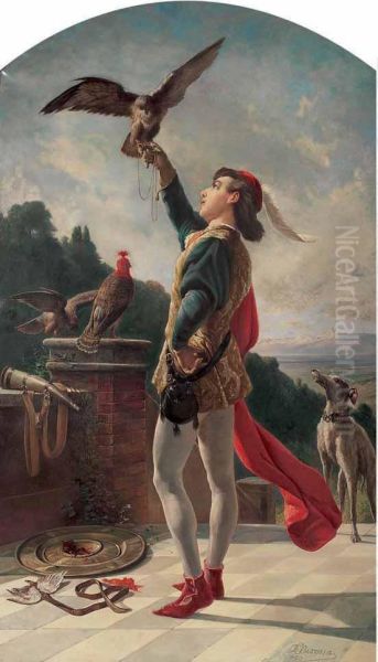 Falconiere Oil Painting by Carlo Felice Biscarra