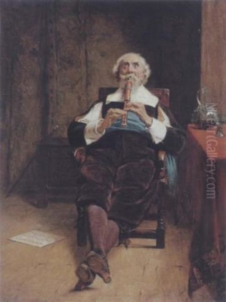 Man With A Flute Oil Painting by John Watson Nicol