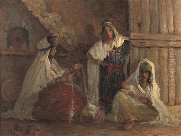 Les Femmes Du Sud Algerien Oil Painting by Paul Nicolai