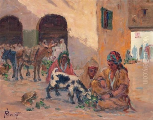 Scene De Marche Orientaliste Oil Painting by Paul Nicolai