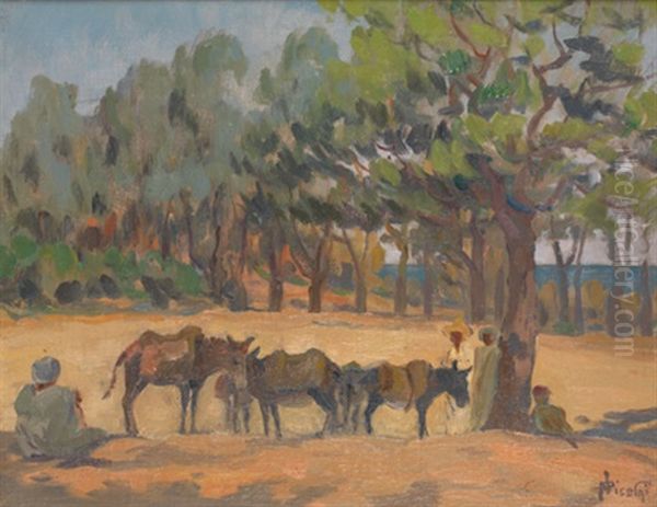 Repos Sous Les Arbres, Jardin D'essai, Alger Oil Painting by Paul Nicolai