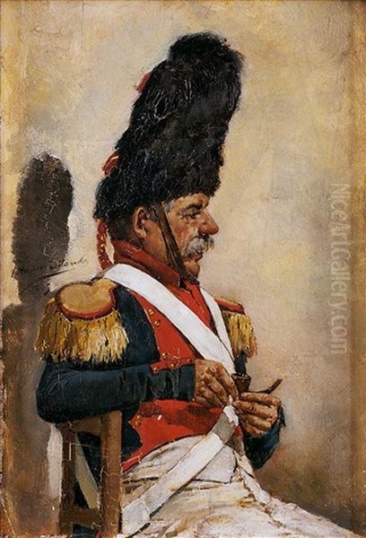 Granadero Sentado Con Pipa Oil Painting by Vicente Nicolau Cotanda