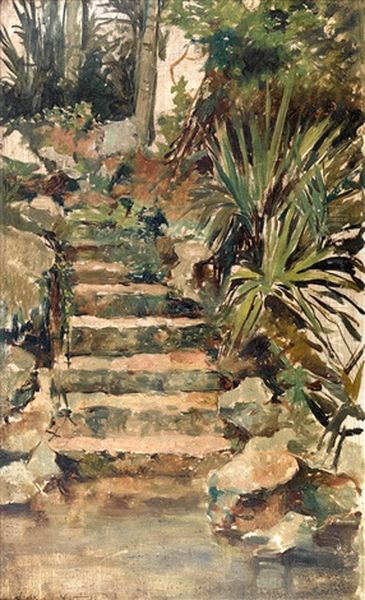 Jardin Oil Painting by Vicente Nicolau Cotanda