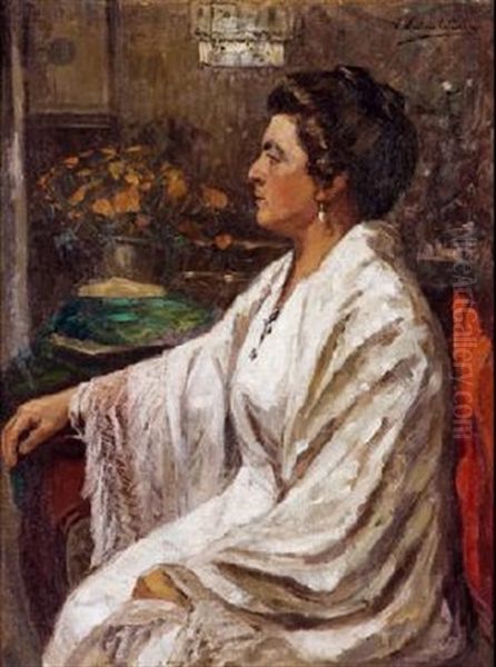 Dama Con Manto Blanco Oil Painting by Vicente Nicolau Cotanda