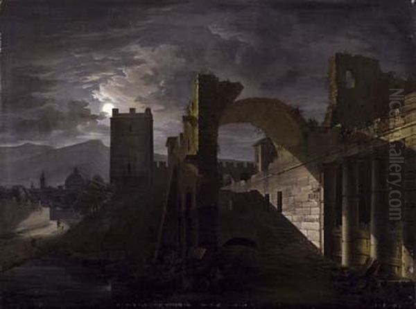 Notturno Oil Painting by Giovanni Battista Biscarra