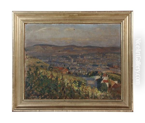 Blick Uber Stuttgart, Von Den Weinbergen Aus Oil Painting by Martin Nicolaus