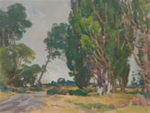 Poplars Murphy's Ford Oil Painting by Archibald Frank Nicoll