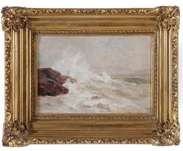 Rushing Wave, Oqunquit Maine, 1905 Oil Painting by James Craig Nicoll