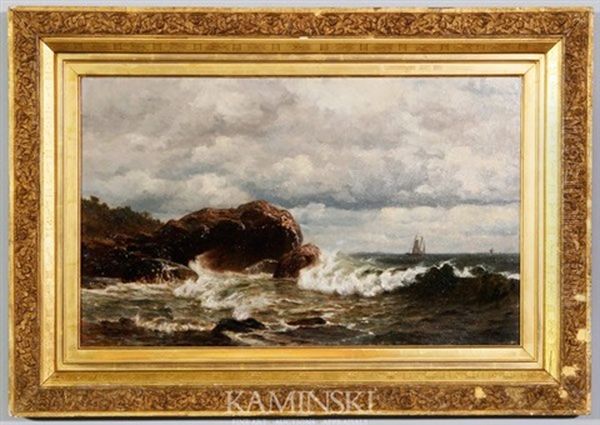 A Rocky Coast Oil Painting by James Craig Nicoll