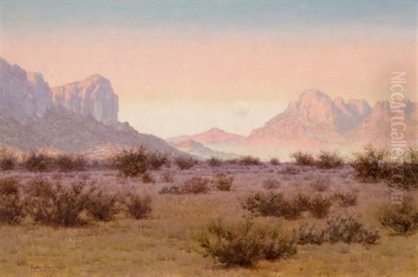 Moonrise On The Desert Oil Painting by Audley Dean Nicols