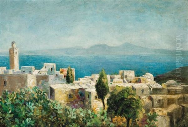 Vue De Sidi Bou-said Oil Painting by Francois Nicot