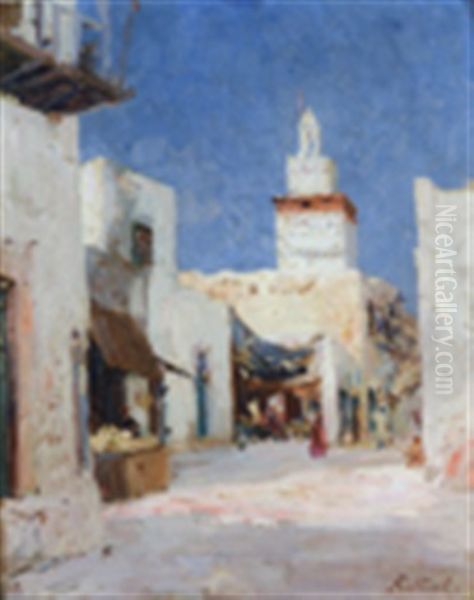 Rue Animee, Sfax, Tunisie Oil Painting by Francois Nicot