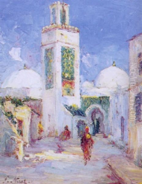 Mosquee Sidi Saida A Tetouan Oil Painting by Francois Nicot