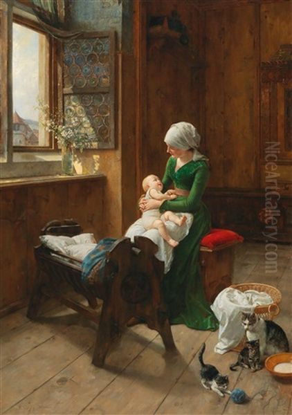 The Family Idyll Oil Painting by Eduard Niczky