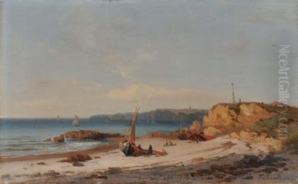 Franzosische Kustenlandschaft Oil Painting by Francois Louis Fritz Niederhausern