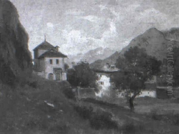 Sion En Valais Oil Painting by Francois Louis Fritz Niederhausern