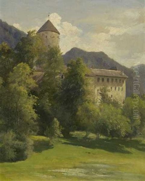 Schloss Matzen Bei Brixlegg Oil Painting by August Heinrich Niedmann