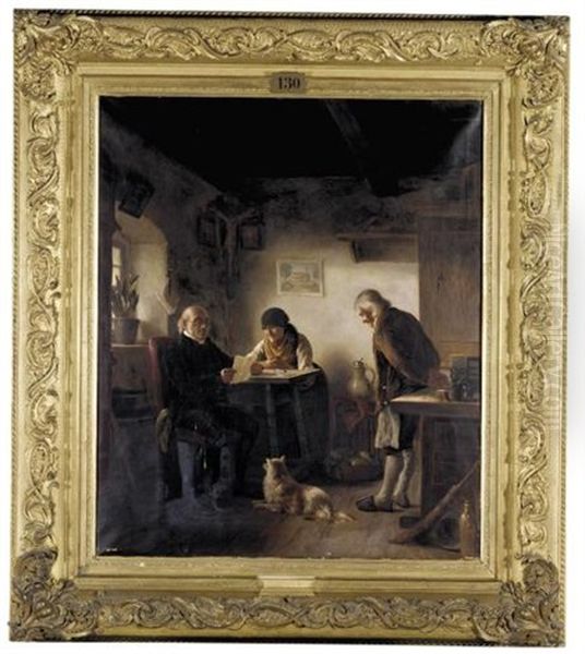 An Important Letter (ein Wichtiger Brief) Oil Painting by August Heinrich Niedmann