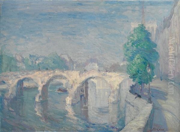 Paris, Le Pont De La Tournelle Oil Painting by Maurits Niekerk