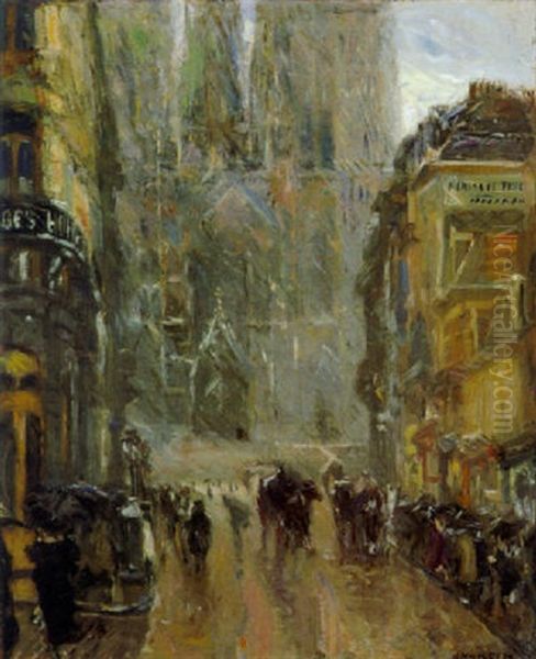 Boulevard Sous La Pluie Oil Painting by Maurits Niekerk