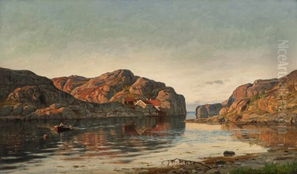 Morning At Ny-hellesund Oil Painting by Amaldus Clarin Nielsen