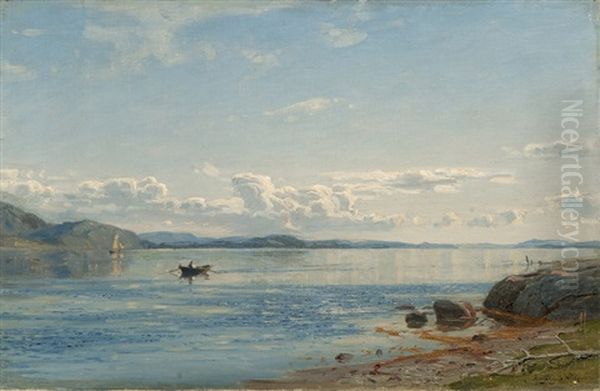 Bomlo, Innseilingen Til Hardanger Oil Painting by Amaldus Clarin Nielsen