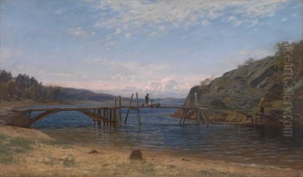 Smalsund Ved Mandal Oil Painting by Amaldus Clarin Nielsen