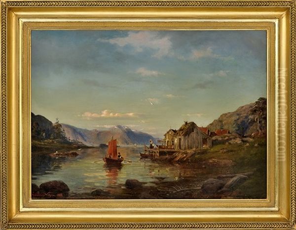 Fra Rogndalsvag Ved Kinn Oil Painting by Amaldus Clarin Nielsen