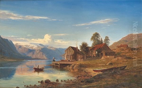 Fra Rognaldsvag I Kinn Oil Painting by Amaldus Clarin Nielsen