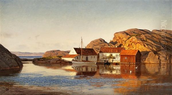 Evening Mood Ny-hellesund Oil Painting by Amaldus Clarin Nielsen