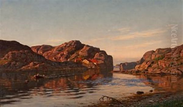 Morgen I Ny-hellesund Oil Painting by Amaldus Clarin Nielsen